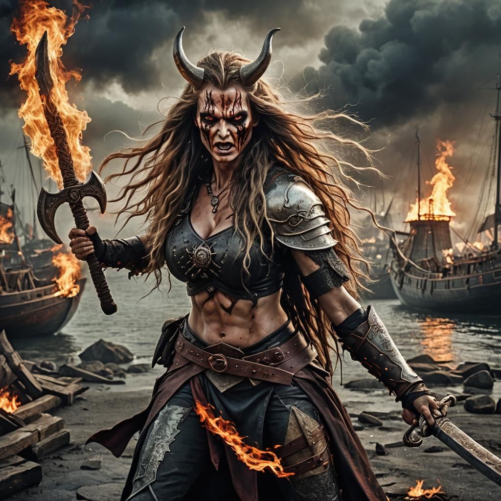 Futuristic Viking Vampire Warrior in Hyperrealistic Style