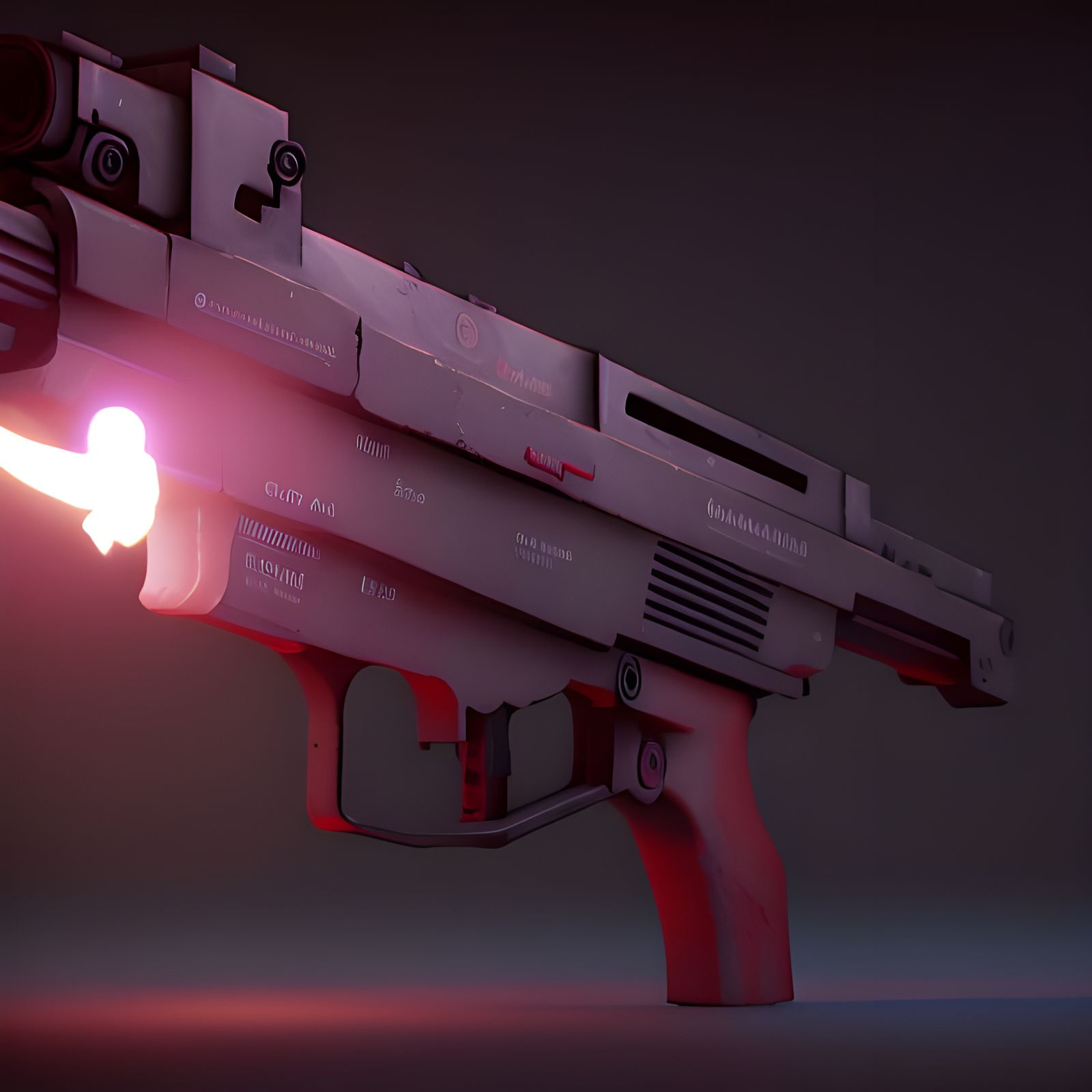 Pink P90 Gun with Fire and Smoke in 3D