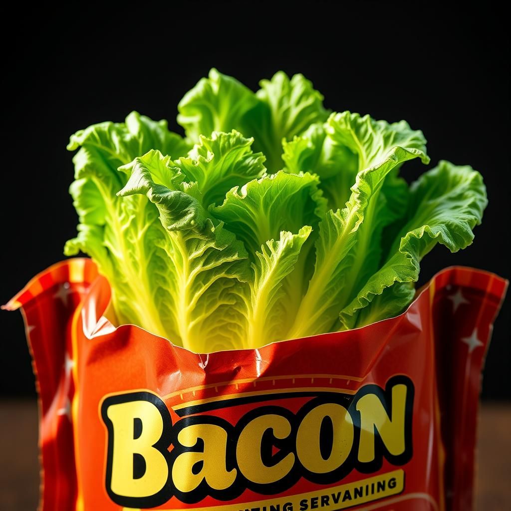 Seductive Lettuce in Bacon Packaging: Retro Food Ad