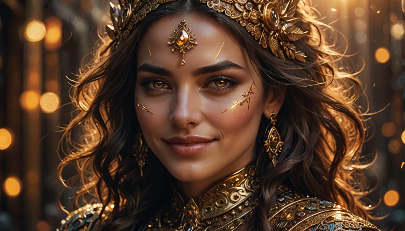 Sensual Woman Portrait in Art Nouveau Style