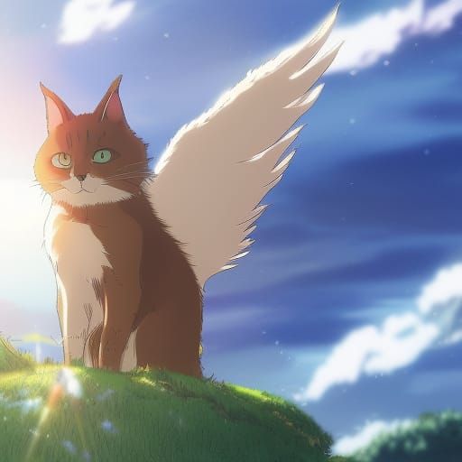 Angelic Cat: Studio Ghibli Anime Style