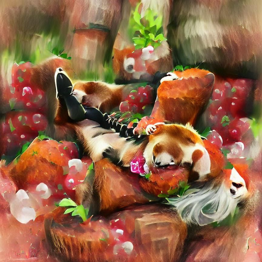 Strawberry Red Panda Relaxing