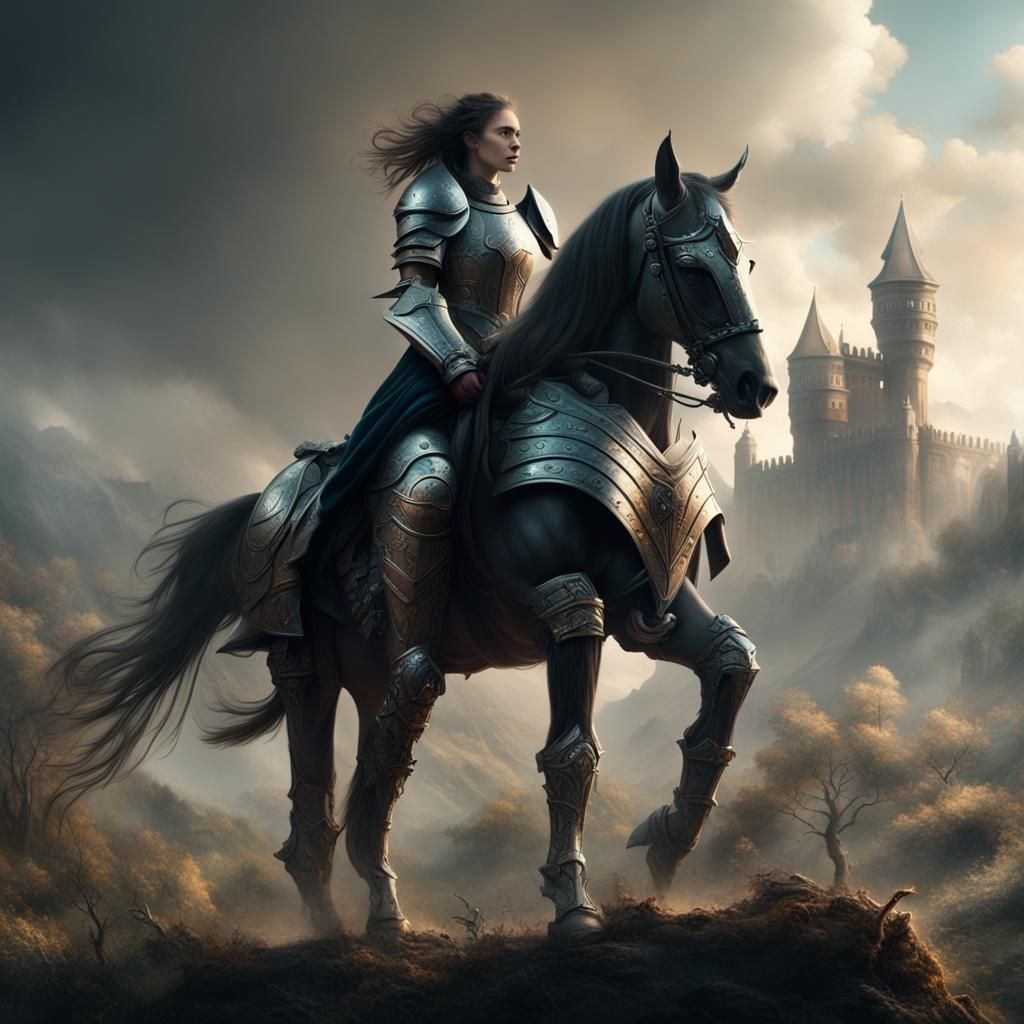 Epic Female Knight in Digital Matte Painting