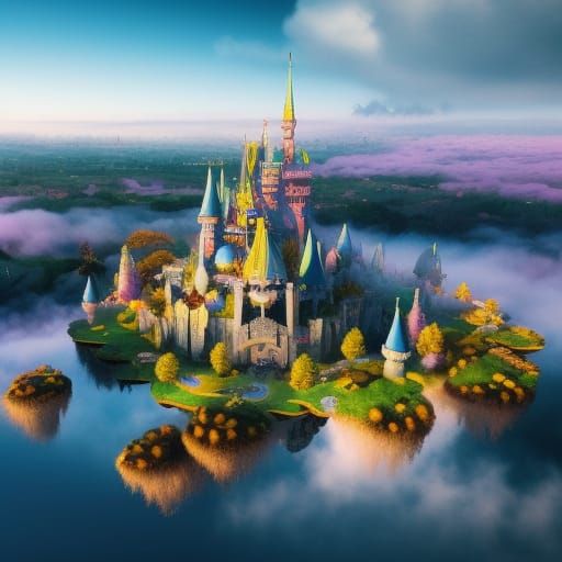 Magical Floating City in Surreal 3D Render