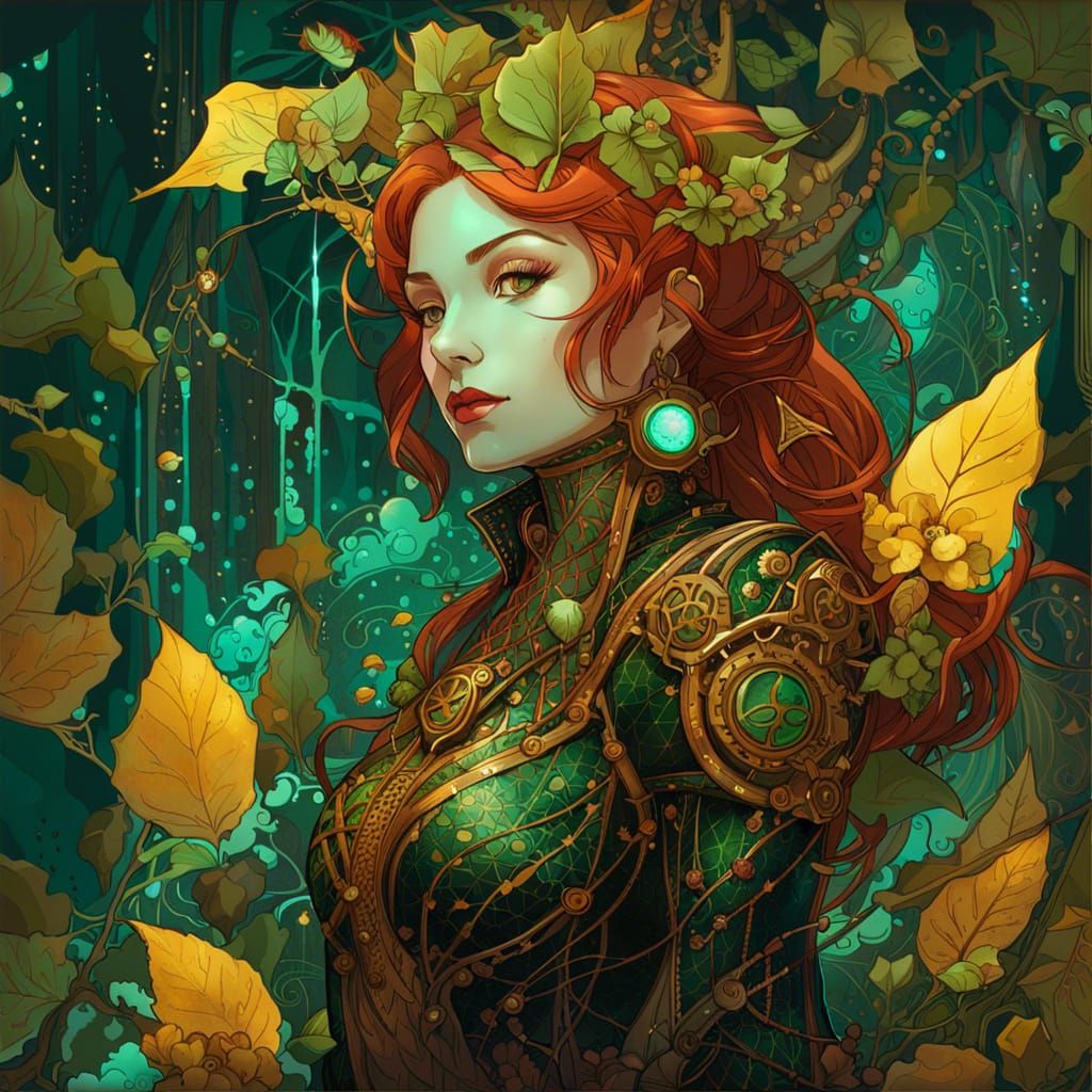 Bioluminescent Steampunk Poison Ivy Digital Painting
