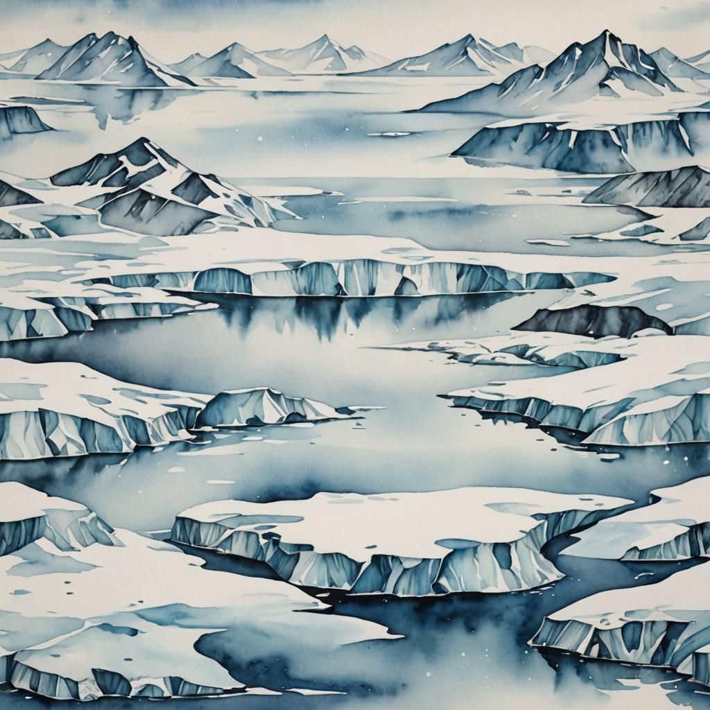 Delicate Watercolor Arctic Landscape