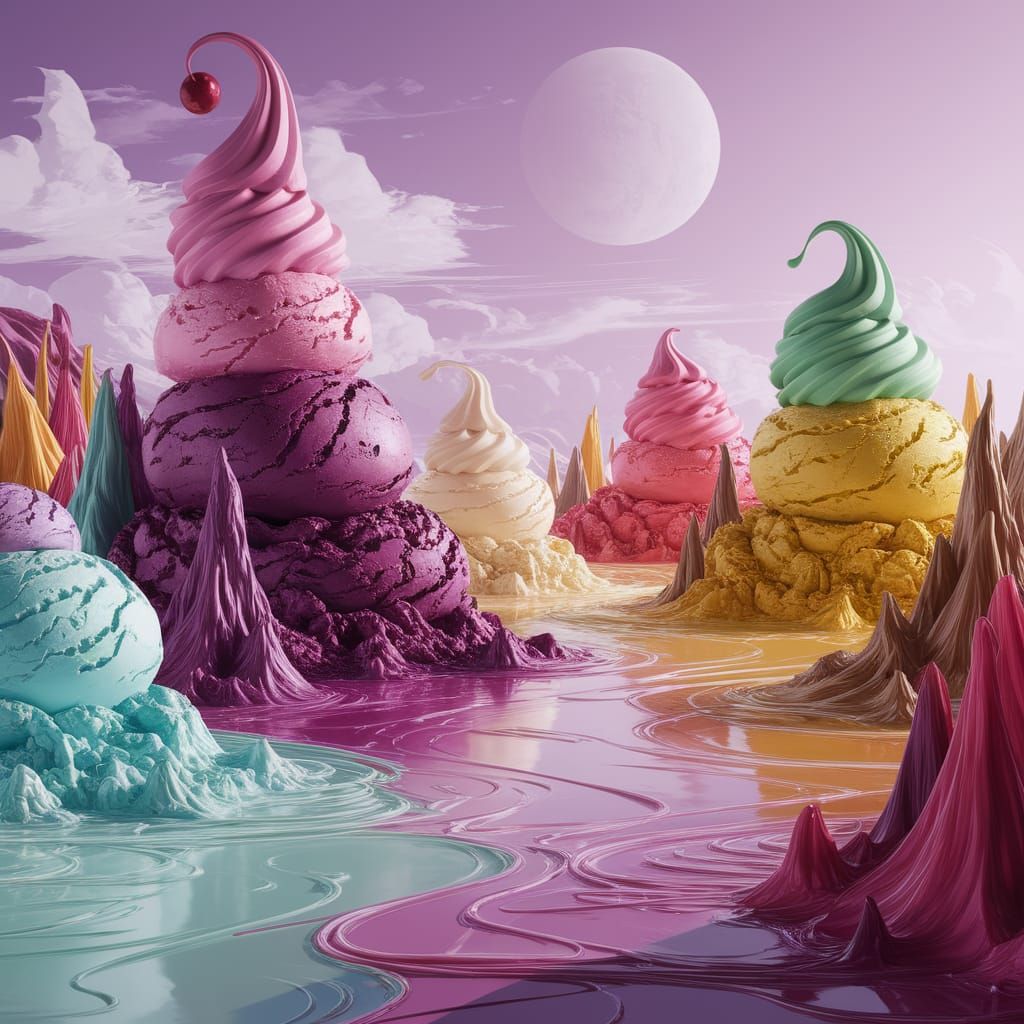 Ice Cream Landscape: A Fantastical Artstation Concept