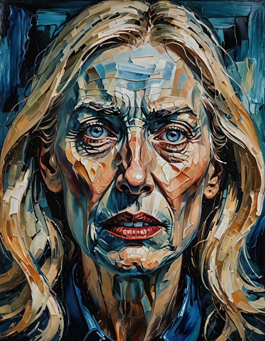 Expressionist Portrait of a Woman in Agony