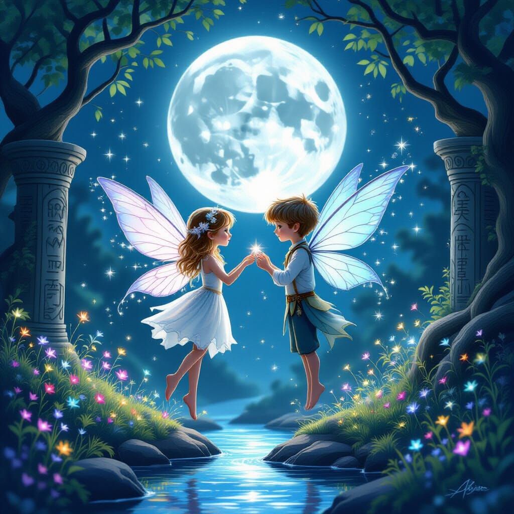 Enchanted Fairy Romance Under Silver Moon