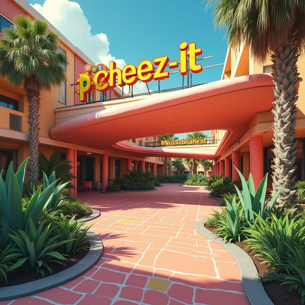 Cheez-It Timeshare Resort in Retro-Futuristic Style