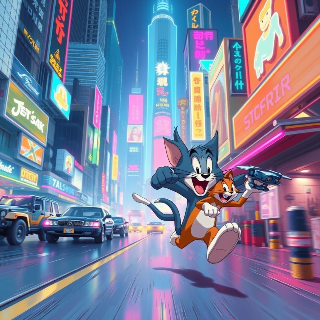 Tom and Jerry's Cyberpunk City Chase