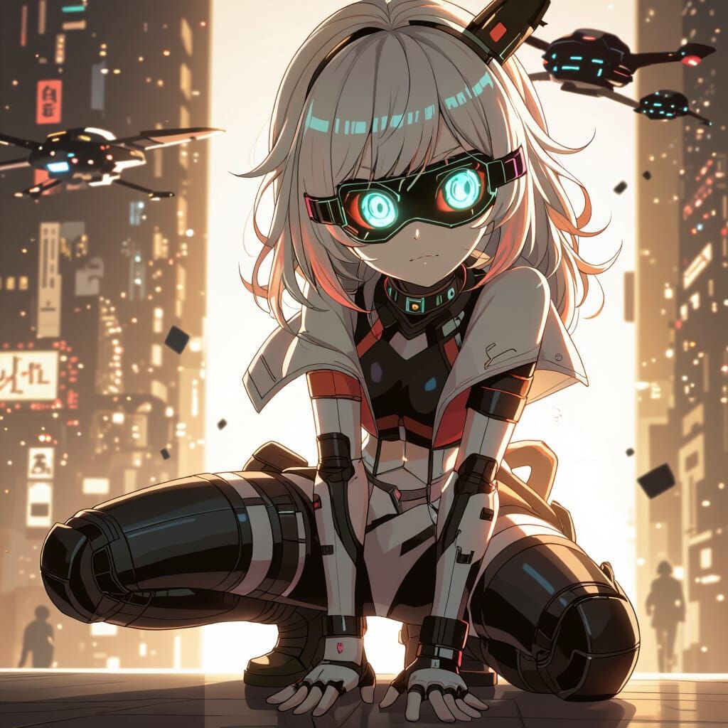 Cyberpunk VTuber Model in Anime Key Visual Style