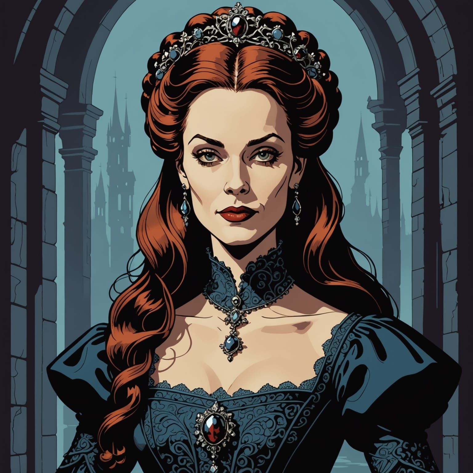 Milady Portrait in Mike Mignola Style