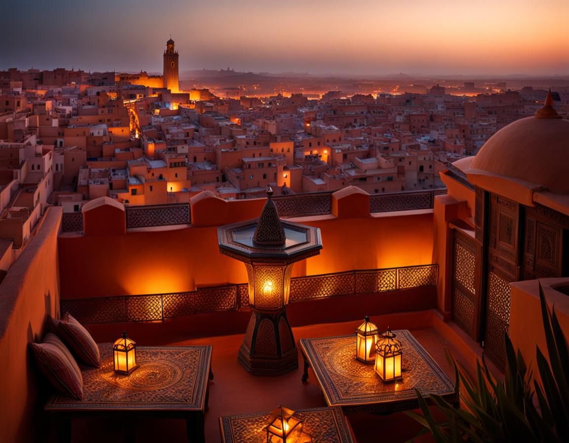 Moroccan Cityscape at Magic Hour