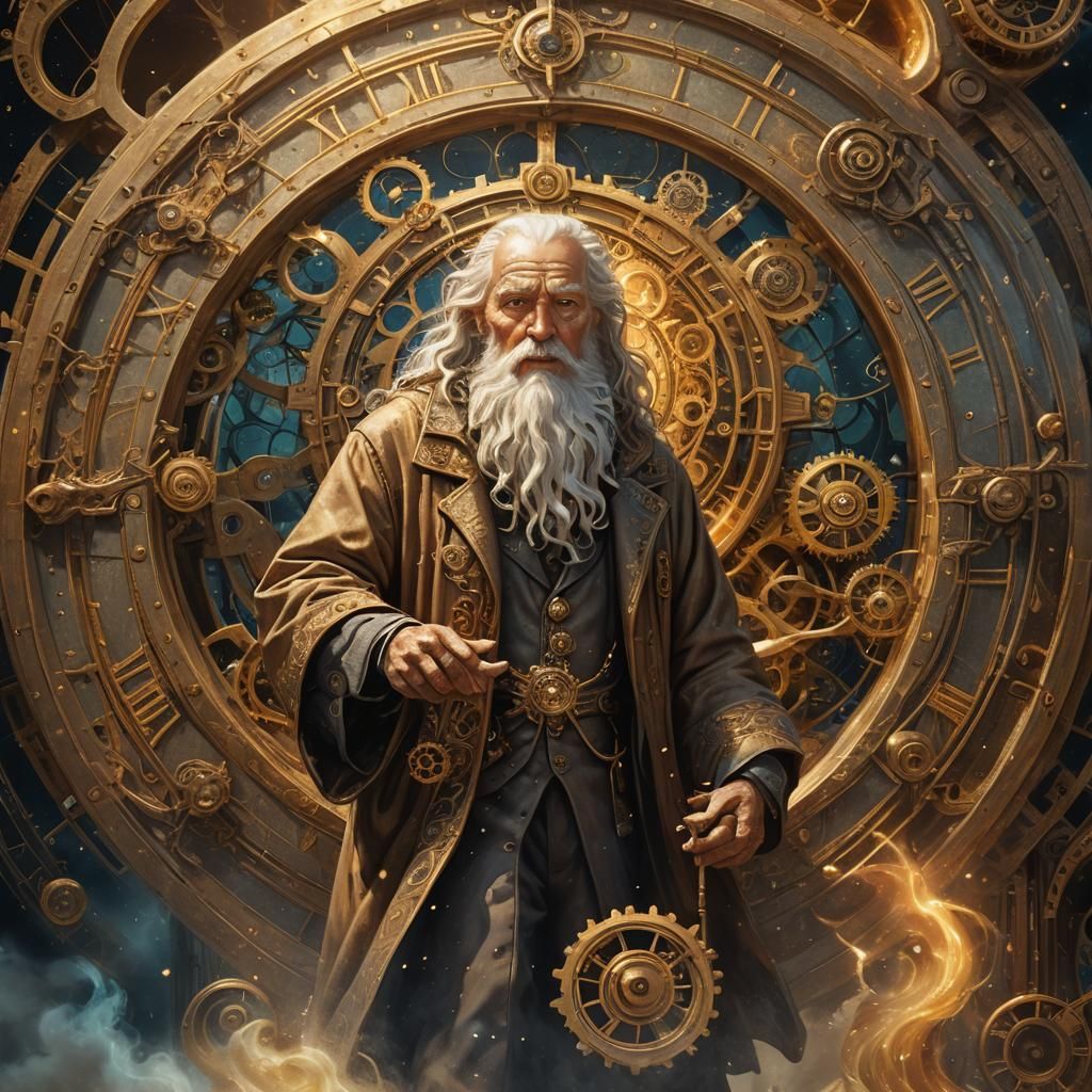 Hyperrealistic Father Time in Dimensional Portal Concept Art