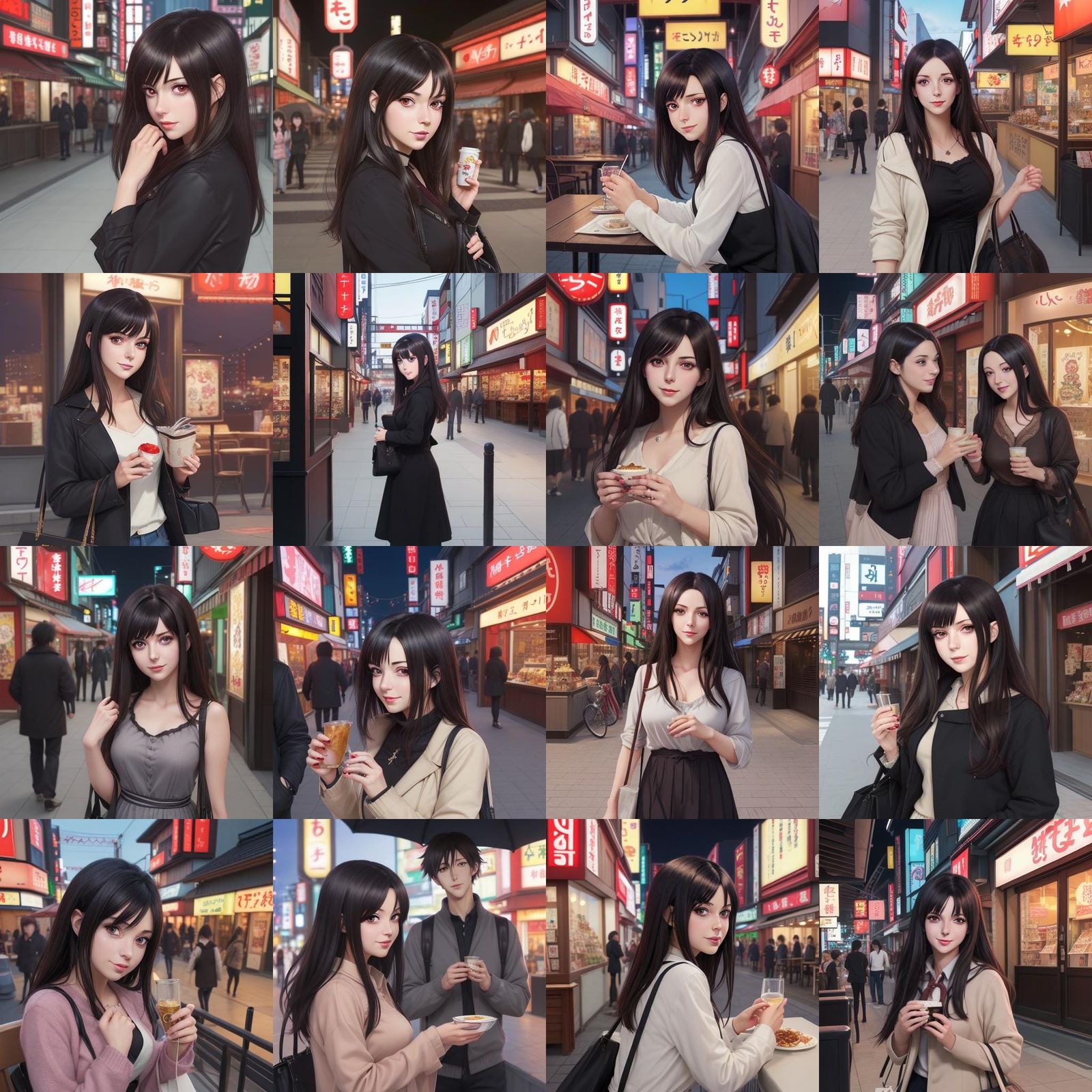 Anime Style Woman with Dark Hair on Date