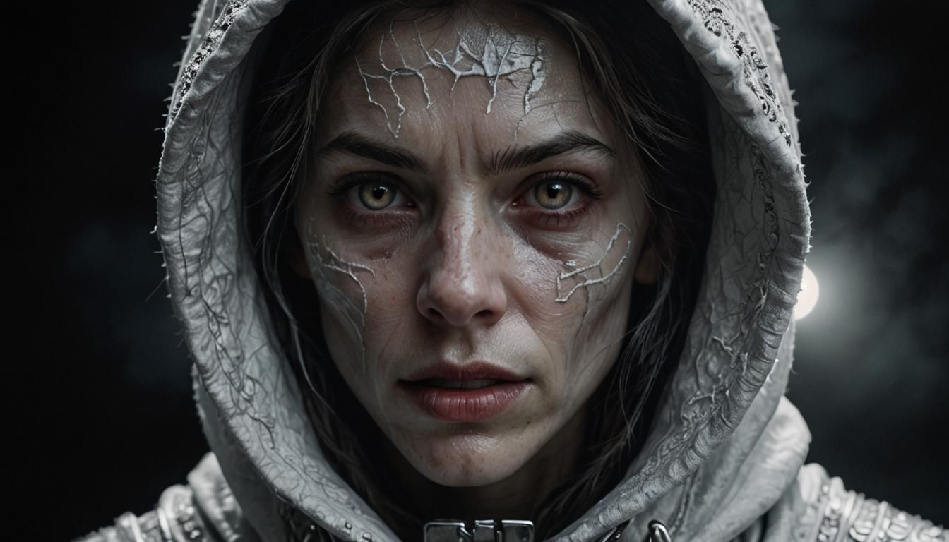 Hooded Woman with Signs of Werewolf Attack