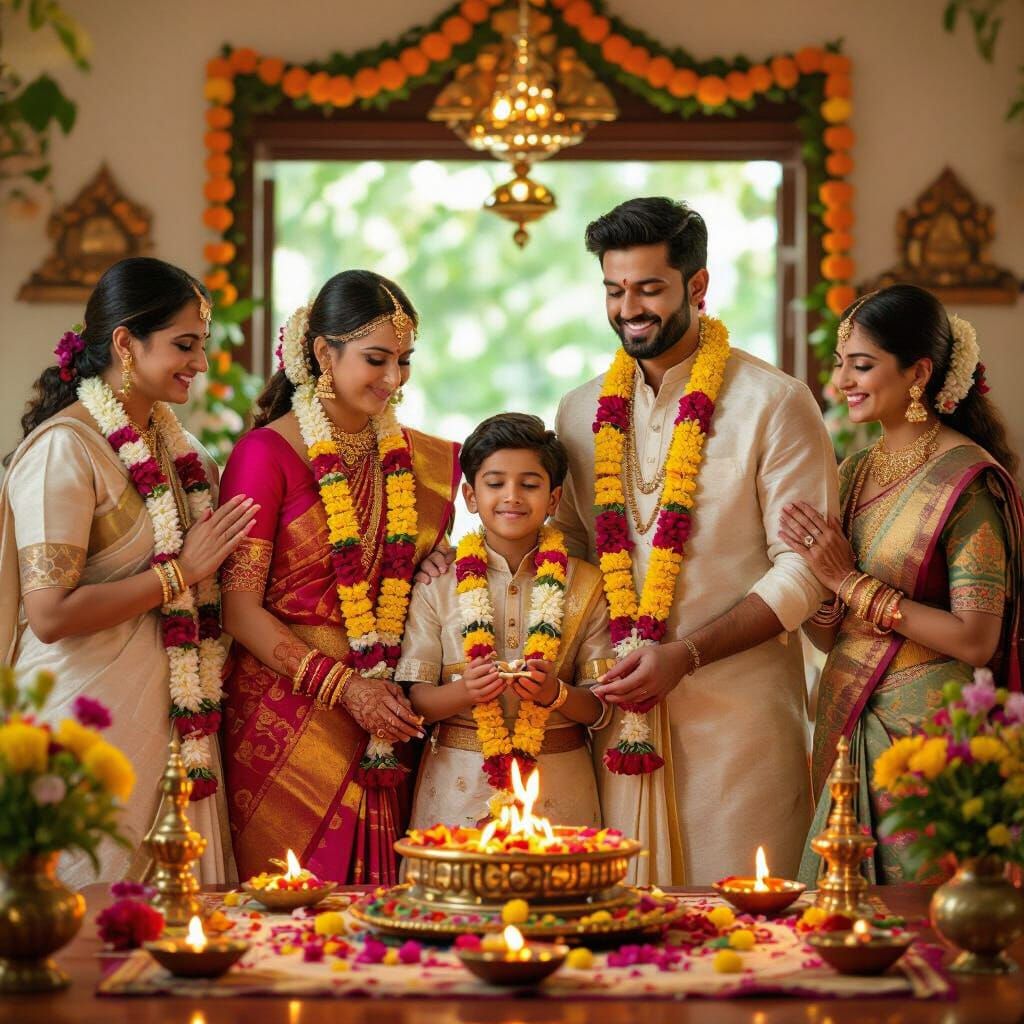 Sacred Family Celebration: Raja Ravi Varma Style