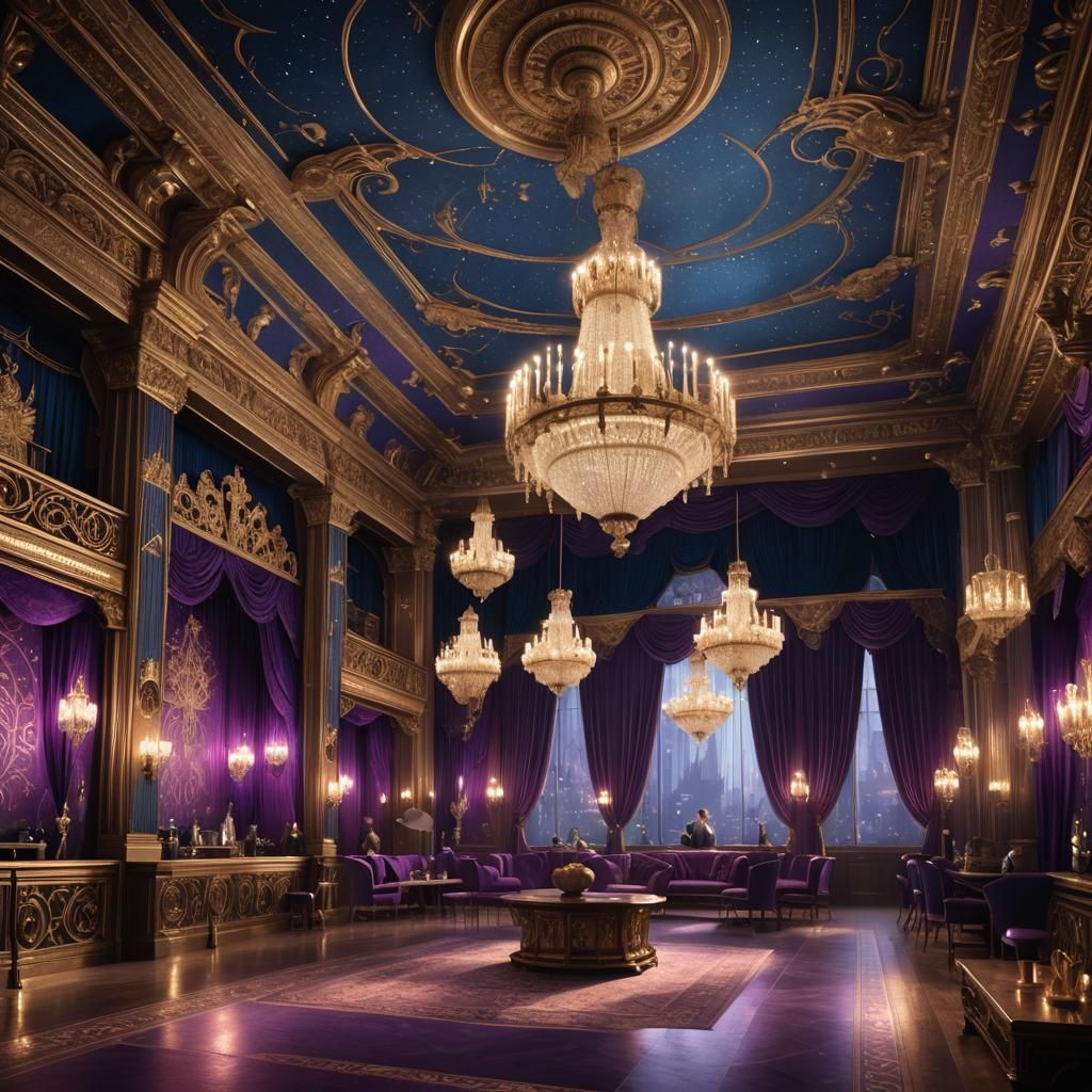 Luxurious Nightclub Interior with Art Deco Flair