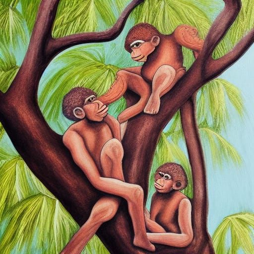 Homo Ergaster and Boisei: Acrylic Painting