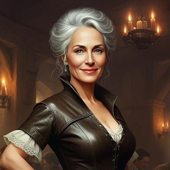 Elegant Woman in Leather Jerkin, Gustave Doré Style