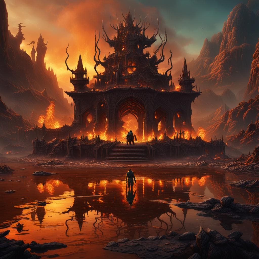 Tribal Settlement in a Burnt Lake: Matte Painting
