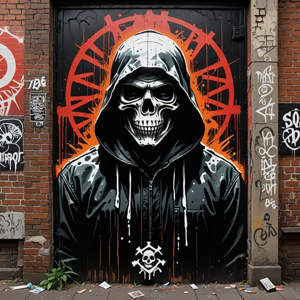 Vibrant Street Art Mural in Urban Decay