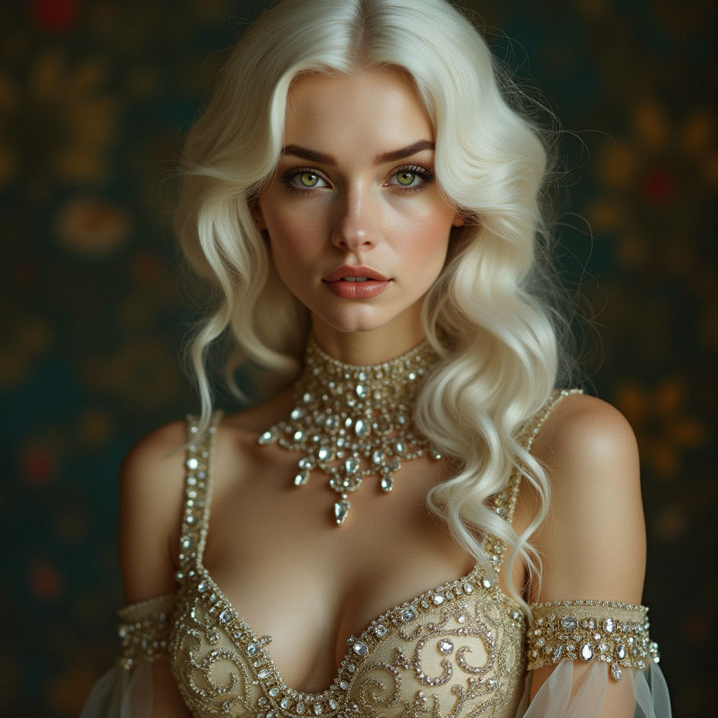 Diamond Gown: Art Nouveau Portrait in Baroque Lighting