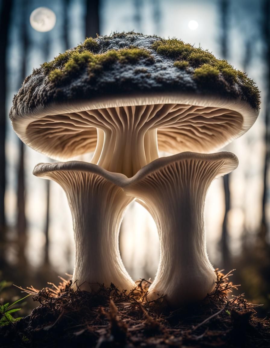 Mushroom Molar Portrait in Forest, Macro Photography