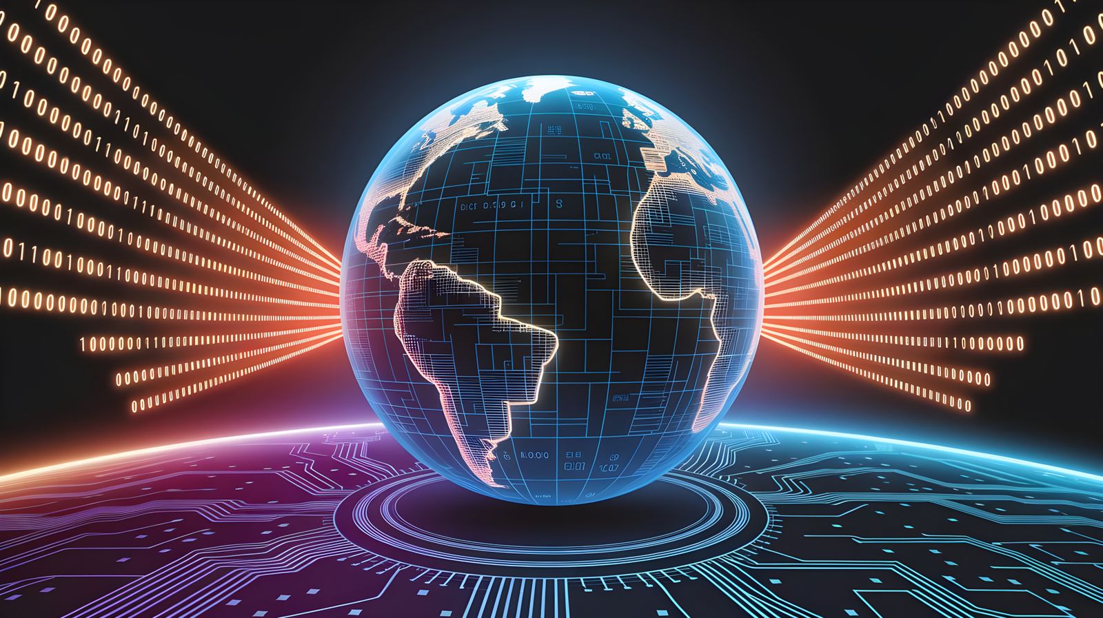 Earth Transformed into an Intricate Circuit Board in Hyper-R...