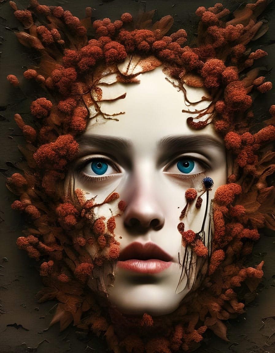 Exploding Dead Flowers Male Portrait: Cinematic Octane Rende...