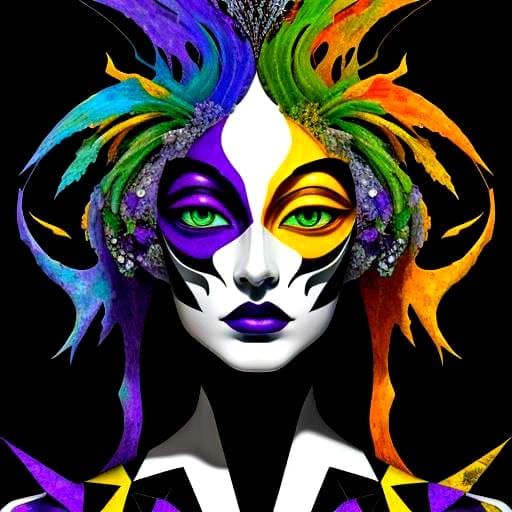 Abstract Surrealist Painting in Deep Triadic Colors