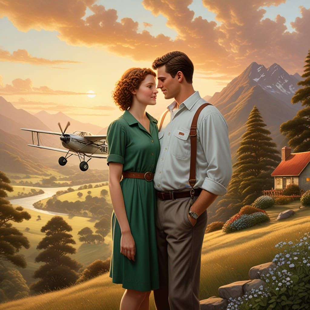 Romantic New Zealand Airfield Scene at Golden Hour