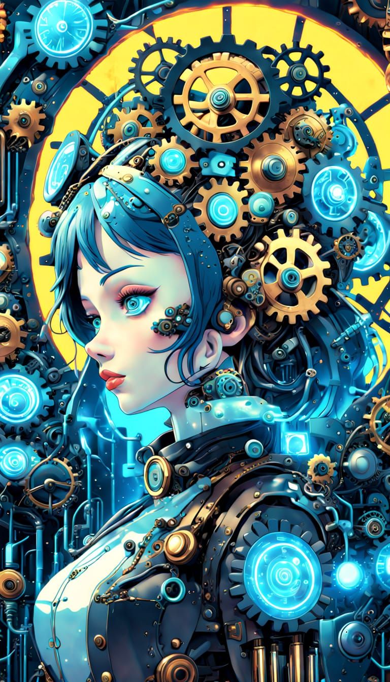 Surreal Steampunk Goddess in Cosmic Dreamscape