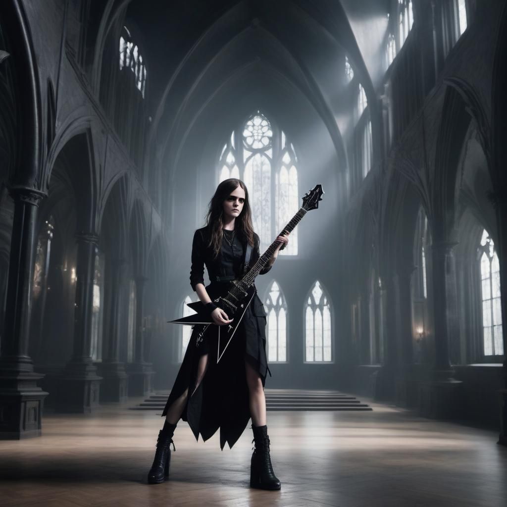 Gothic Girl Plays Black Metal Guitar