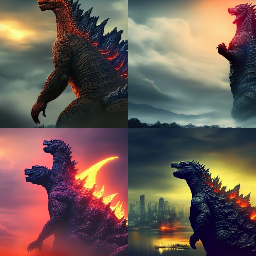 Detailed Godzilla Matte Painting in 8k Resolution