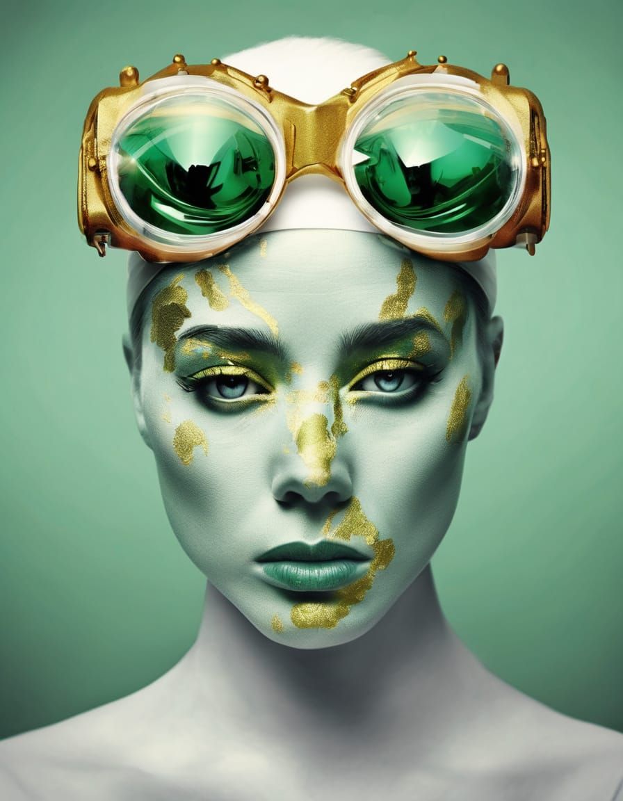 Minimalist Frog-Woman Portrait in Catrin Welz Stein Style