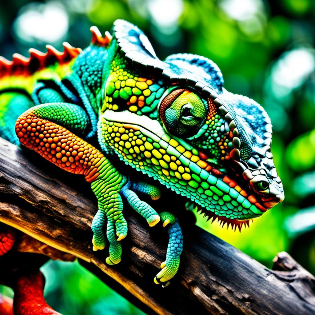 Hyperrealistic Chameleon Portrait in High Definition
