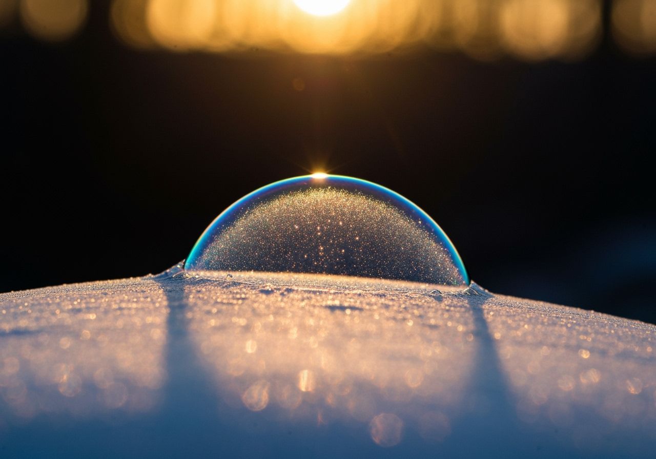 Frozen Soap Bubble Photography with Sunlight and Refraction