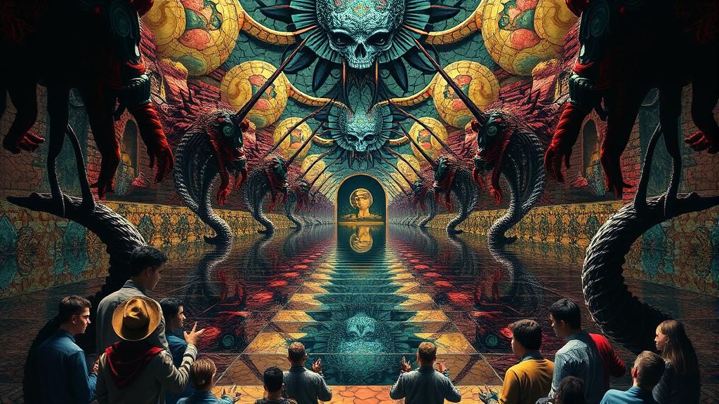 Surreal Horror Portrait in Fantasy Mirror Landscape