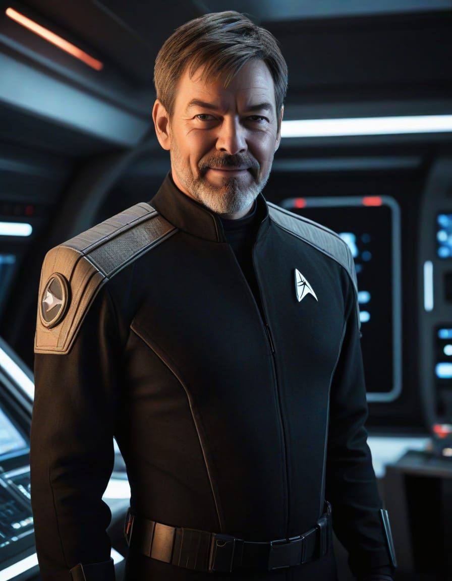 Confident Starfleet Officer in Heroic Pose