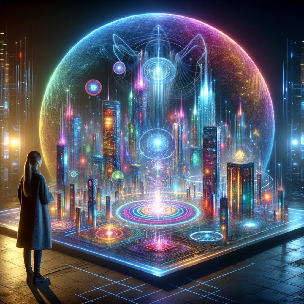 Dazzling Neon Cityscape in Radiant Light