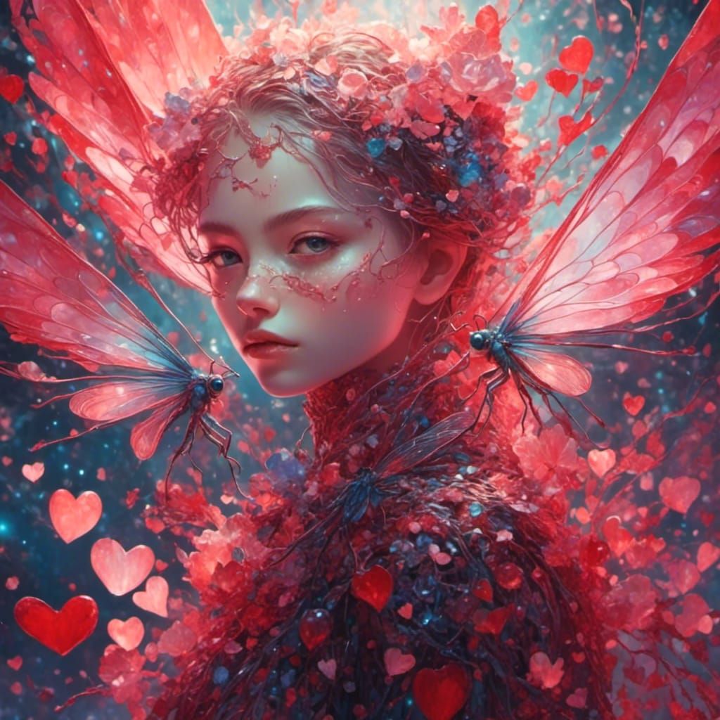 Dragonflies and Hearts Digital Art