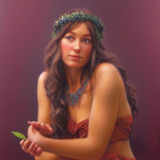 Chocolate Goddess in Oil Painting Style