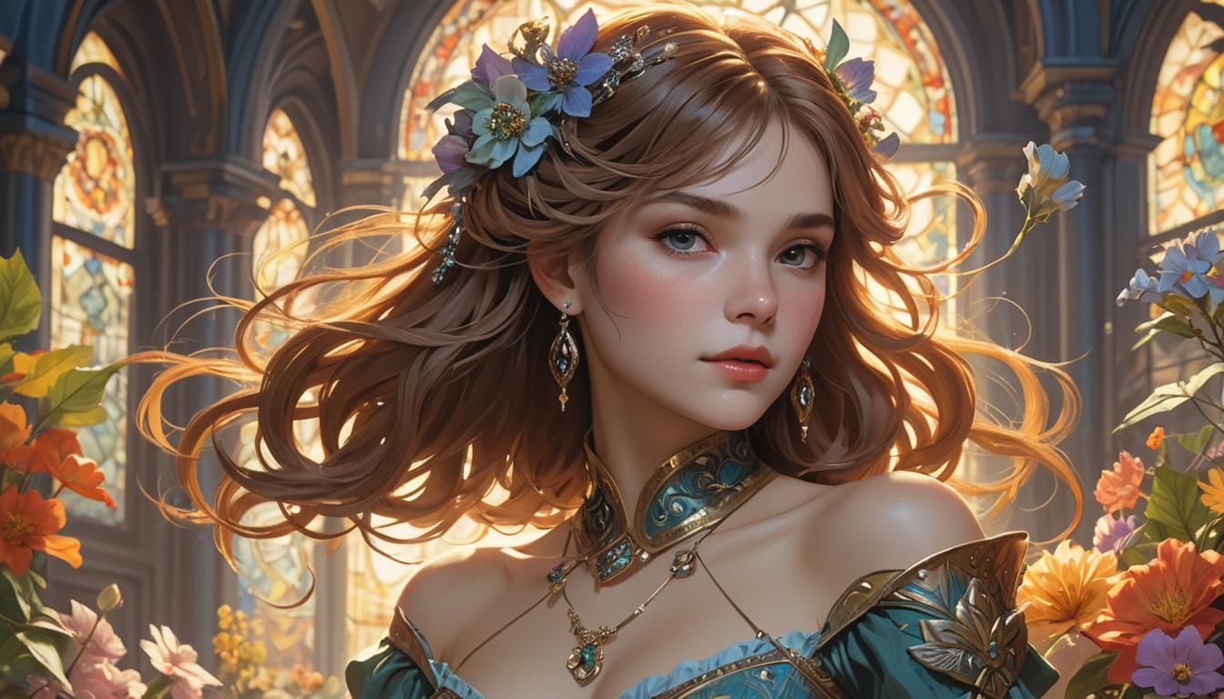 Fantasy Portrait in Art Nouveau Style