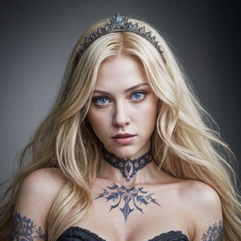 Heavy Metal Rapunzel Portrait with Long Blonde Hair