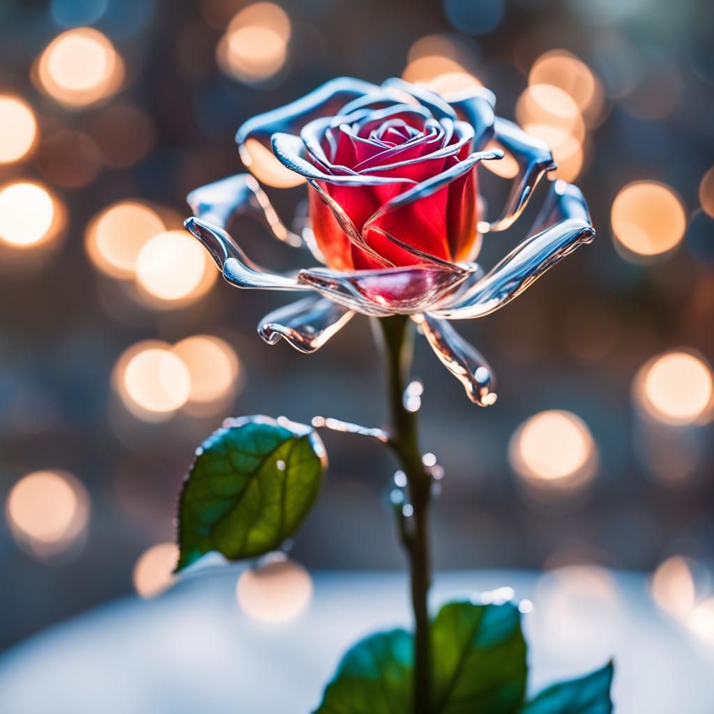 Elegant Glass Rose Photography with Bokeh