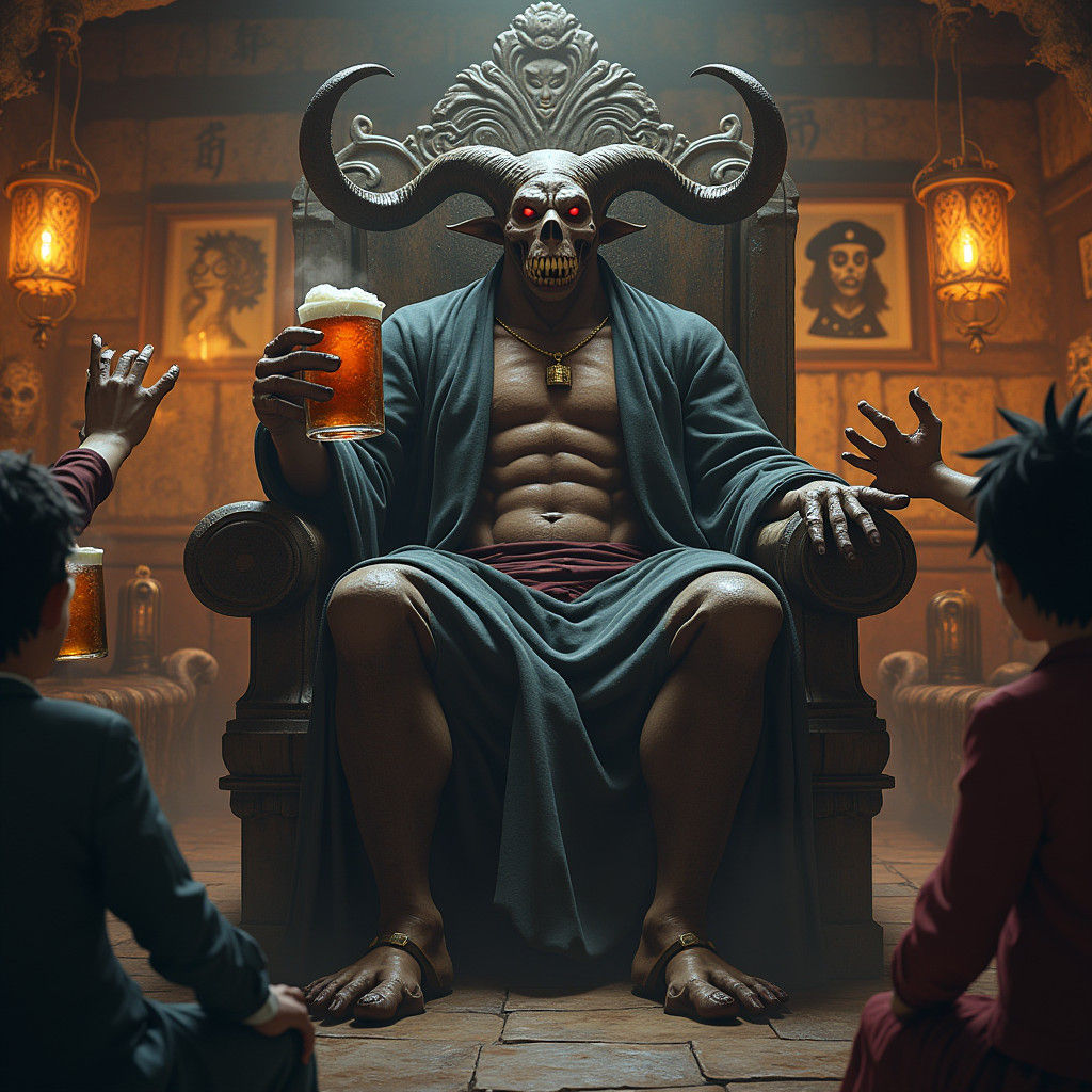 Demon Drinks Root Beer with One Piece Crew