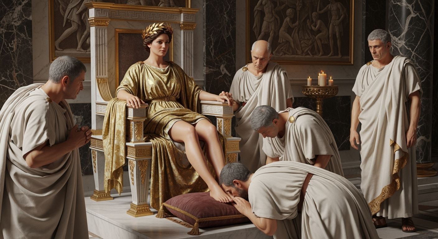 Empress Messalina on Gold Throne in Palace