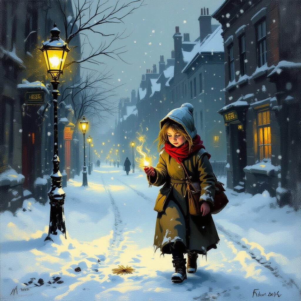 The Little Matchgirl Lost in a Snowy City